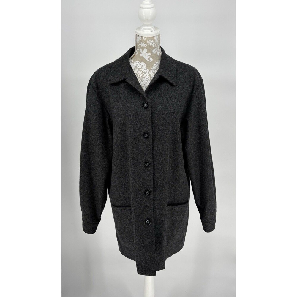 Vintage Worthington Women’s Charcoal Gray Coat Woolmark Pure Wool Mid Sz 14 L XL